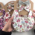 Ensemble bandeau et bavoir double face imprimé en coton et lin pour bébé, DP021-1, DP021-2, DP021-3, DP021-4, DP021-5, DP021-6, DP021-7, DP021-13, DP021-9, DP021-10, DP021-11, DP021-12