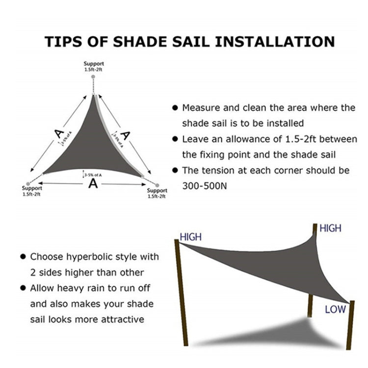 Voile d'ombrage triangulaire extérieure de jardin imperméable et anti-UV, Taille : 2m x 2m x 2m, 2m x 2m x 2m, 2m x 2m x 2m