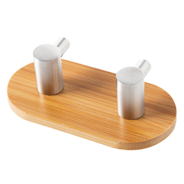 2 crochets doubles en bambou en acier inoxydable, crochet adhésif en bois massif pour porte de cuisine ou de salle de bain, crochet adhésif en bois