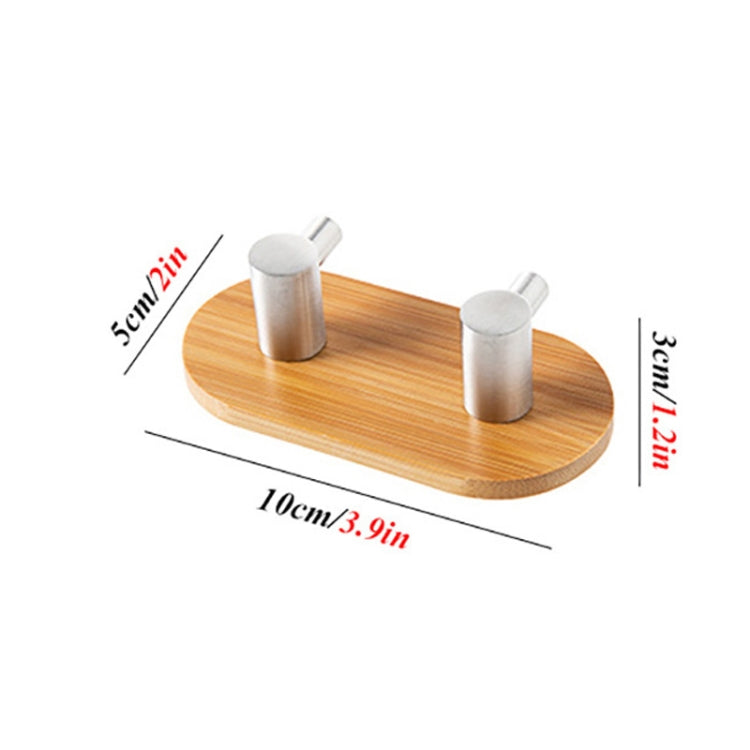 2 crochets doubles en bambou en acier inoxydable, crochet adhésif en bois massif pour porte de cuisine ou de salle de bain, crochet adhésif en bois