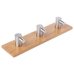 Crochet adhésif à trois rangées en acier inoxydable et bambou pour porte de cuisine ou de salle de bain, triple crochet adhésif de porte