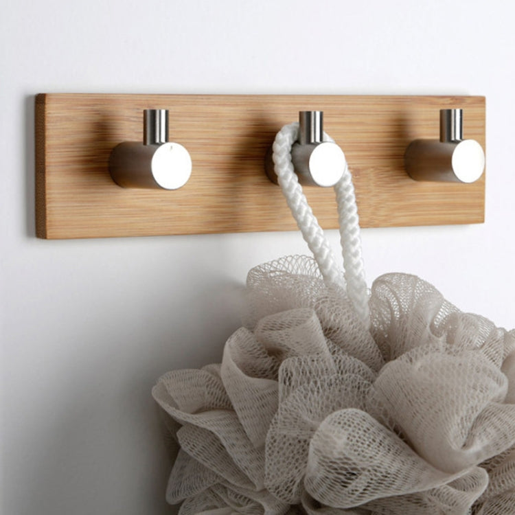 Crochet adhésif à trois rangées en acier inoxydable et bambou pour porte de cuisine ou de salle de bain, triple crochet adhésif de porte