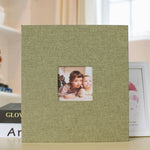 Album photo 10 pouces 20 pages/40P en tissu auto-adhésif DIY plastifié, Rouge, Vert, Jaune Gingembre, Gris