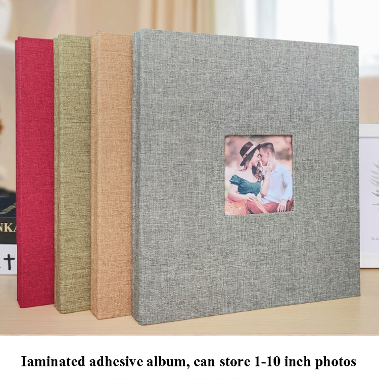 Album photo 10 pouces 20 pages/40P en tissu auto-adhésif DIY plastifié, Rouge, Vert, Jaune Gingembre, Gris