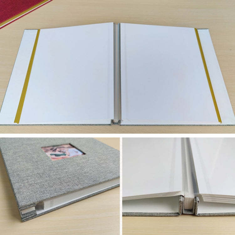 Album photo 10 pouces 20 pages/40P en tissu auto-adhésif DIY plastifié, Rouge, Vert, Jaune Gingembre, Gris