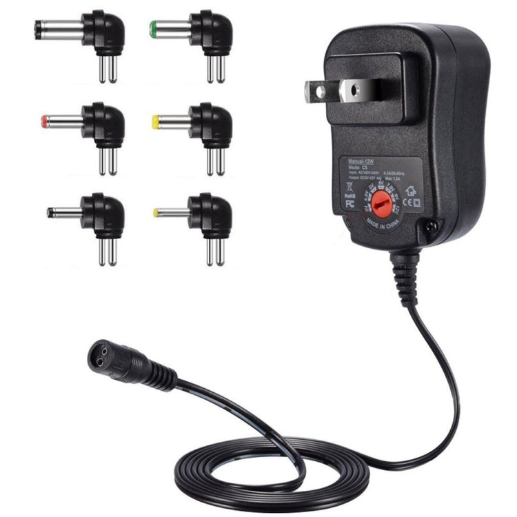 Alimentation à tension réglable C5 3-12V 12W, adaptateur secteur multifonction avec embouts DC, prise US, prise UK, prise EU