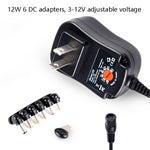 Alimentation à tension réglable C5 3-12V 12W, adaptateur secteur multifonction avec embouts DC, prise US, prise UK, prise EU