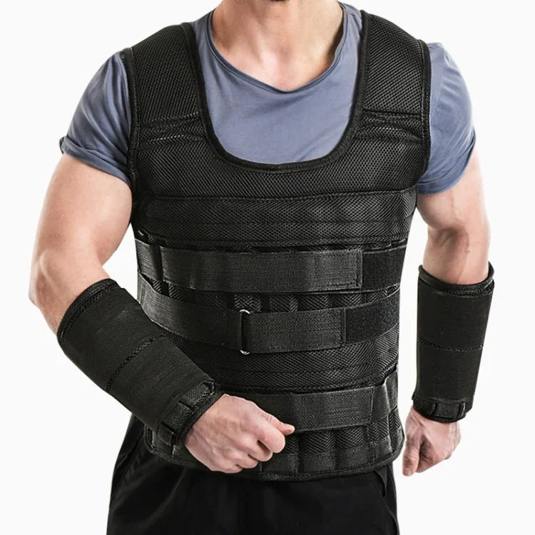 Gilet sportif avec sangles de poids pour jambes et bras Équipement d'entraînement de musculation, Spécifications : Gilet 1kg, Gilet 3kg, Gilet 5kg, Gilet 10kg, Gilet 15kg, Costume 10kg, Costume 15kg