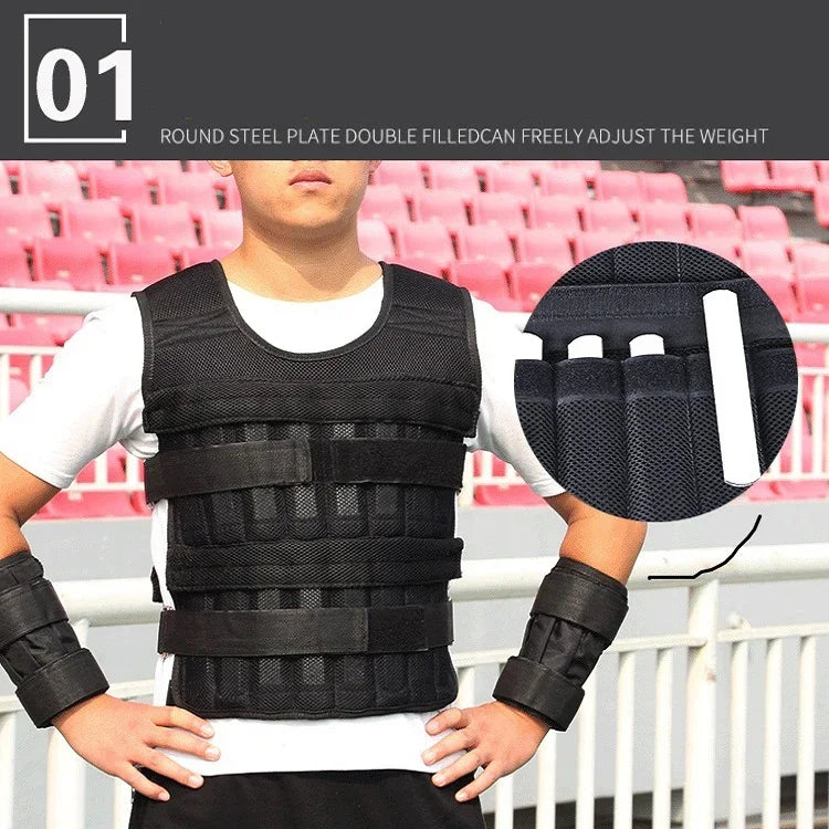 Gilet sportif avec sangles de poids pour jambes et bras Équipement d'entraînement de musculation, Spécifications : Gilet 1kg, Gilet 3kg, Gilet 5kg, Gilet 10kg, Gilet 15kg, Costume 10kg, Costume 15kg
