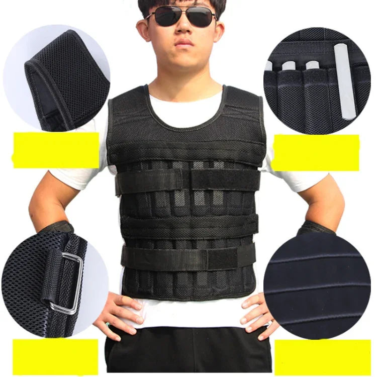 Gilet sportif avec sangles de poids pour jambes et bras Équipement d'entraînement de musculation, Spécifications : Gilet 1kg, Gilet 3kg, Gilet 5kg, Gilet 10kg, Gilet 15kg, Costume 10kg, Costume 15kg