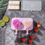 Moule à sucettes glacées en silicone avec couvercle et bâtonnet, motif dessin animé mignon, Amour