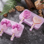 Moule à sucettes glacées en silicone avec couvercle et bâtonnet, motif dessin animé mignon, Amour