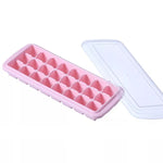 Bac à Glaçons en Silicone 24 Grilles Créatif Maison Grande Boîte à Glaçons avec Couvercle, Rose Clair, Bleu Ciel, Vert Menthe
