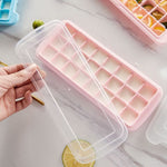Bac à Glaçons en Silicone 24 Grilles Créatif Maison Grande Boîte à Glaçons avec Couvercle, Rose Clair, Bleu Ciel, Vert Menthe