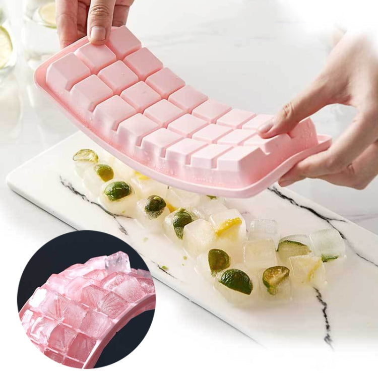 Bac à Glaçons en Silicone 24 Grilles Créatif Maison Grande Boîte à Glaçons avec Couvercle, Rose Clair, Bleu Ciel, Vert Menthe