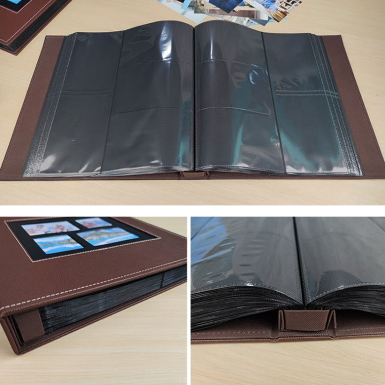 Album photo 6 pouces 600 feuilles, couverture en cuir, livre de rangement pour photos de famille, noir, marron foncé, marron clair