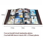 Album photo 6 pouces 600 feuilles, couverture en cuir, livre de rangement pour photos de famille, noir, marron foncé, marron clair