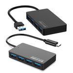 Câble adaptateur USB KYTC47 4 ports, station d'accueil USB haute vitesse ??multi-interface HUB convertisseur, USB 3.0 noir, Type-C noir