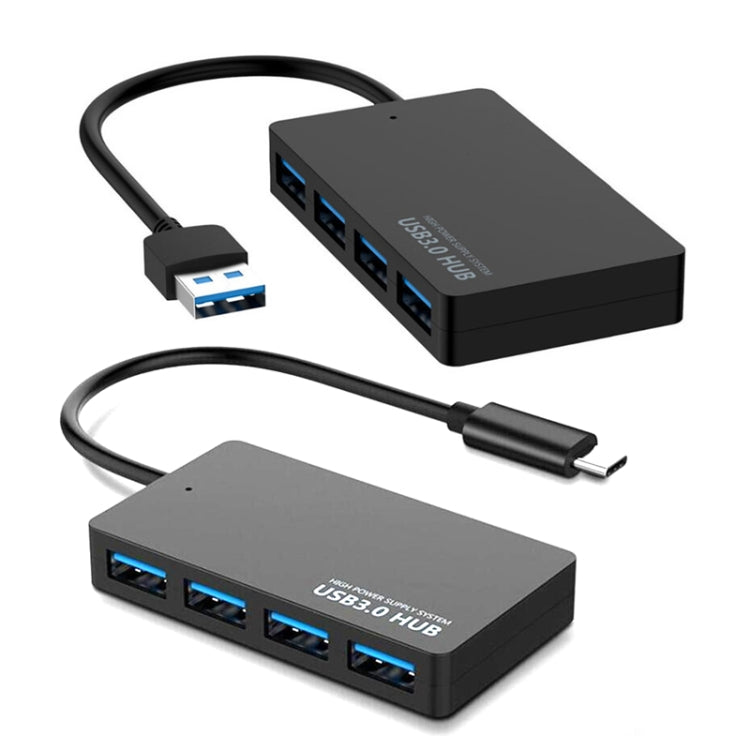 Câble adaptateur USB KYTC47 4 ports, station d'accueil USB haute vitesse ??multi-interface HUB convertisseur, USB 3.0 noir, Type-C noir