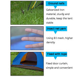 T015 Tente de camping simple couche, tente de plage pour le camping, livraison aléatoire de couleurs, pour 2 personnes, 3-4 personnes