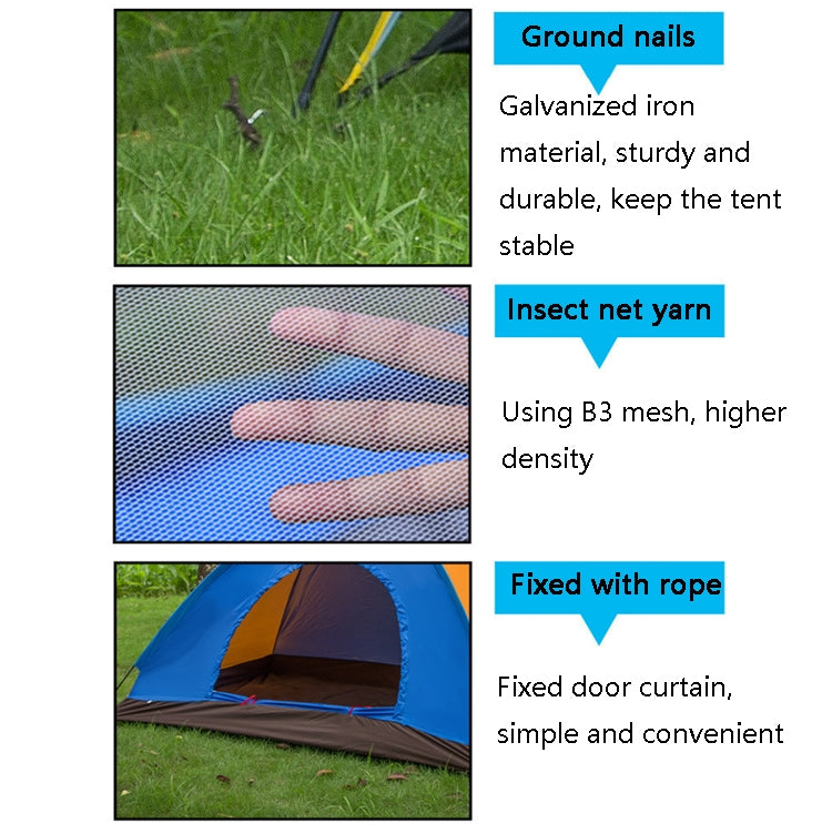 T015 Tente de camping simple couche, tente de plage pour le camping, livraison aléatoire de couleurs, pour 2 personnes, 3-4 personnes