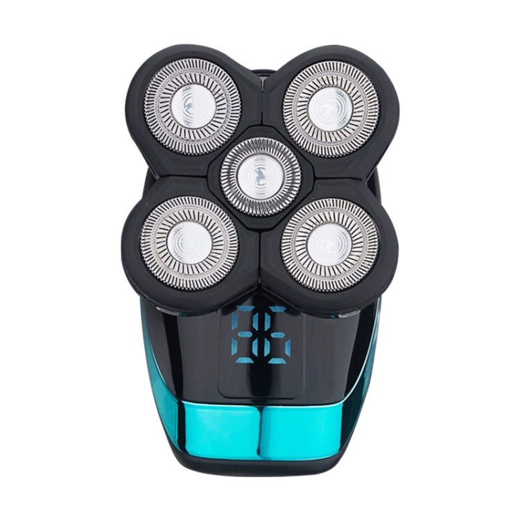 Rasoir électrique rechargeable avec affichage numérique intelligent pour la calvitie,Style :, Bleu, Avec accessoire tondeuse nez, Accessoire tondeuse nez et brosse nettoyante visage, Bleu + Ensemble complet