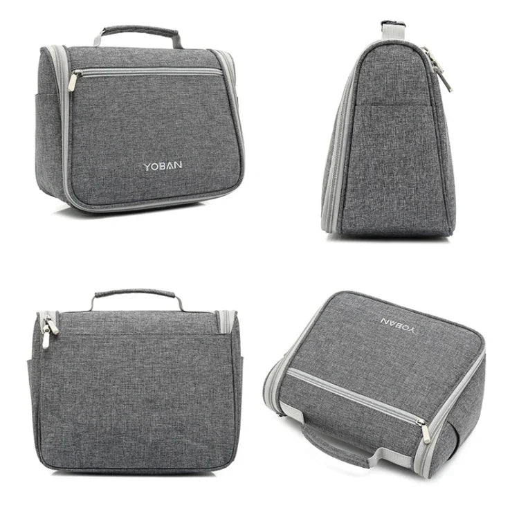 YOBAN Trousse de Toilette Suspendue Multifonctionnelle Grande Capacité pour Voyage, Imperméable, Gris, Rouge Rose, Bleu Mer
