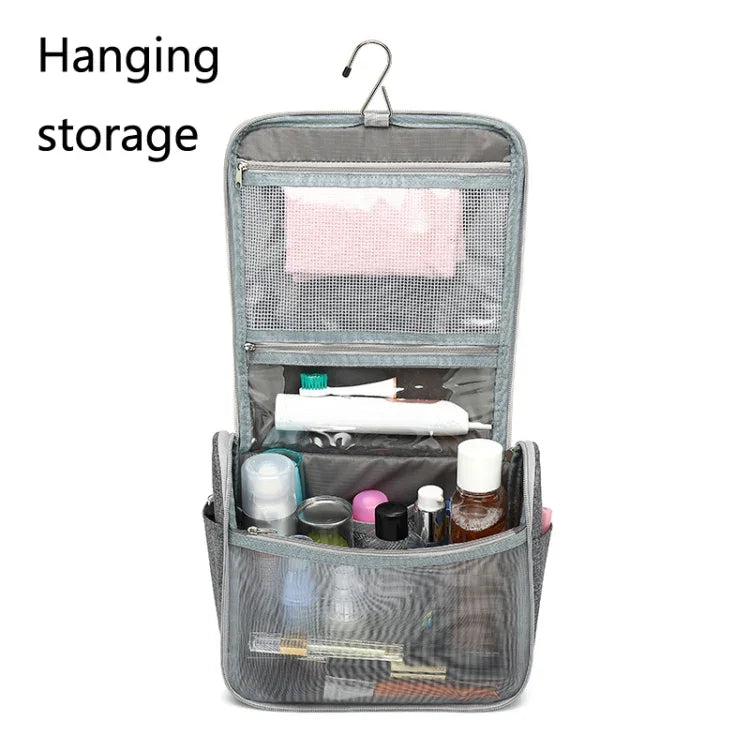 YOBAN Trousse de Toilette Suspendue Multifonctionnelle Grande Capacité pour Voyage, Imperméable, Gris, Rouge Rose, Bleu Mer