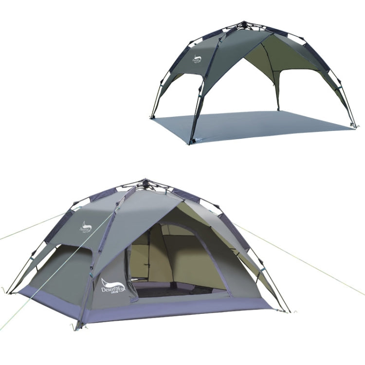 Tente de camp de voyage extérieure Desert&Fox, plage automatique facile à monter pour 3-4 personnes, Vert armée, Bleu ciel, Vert fruit