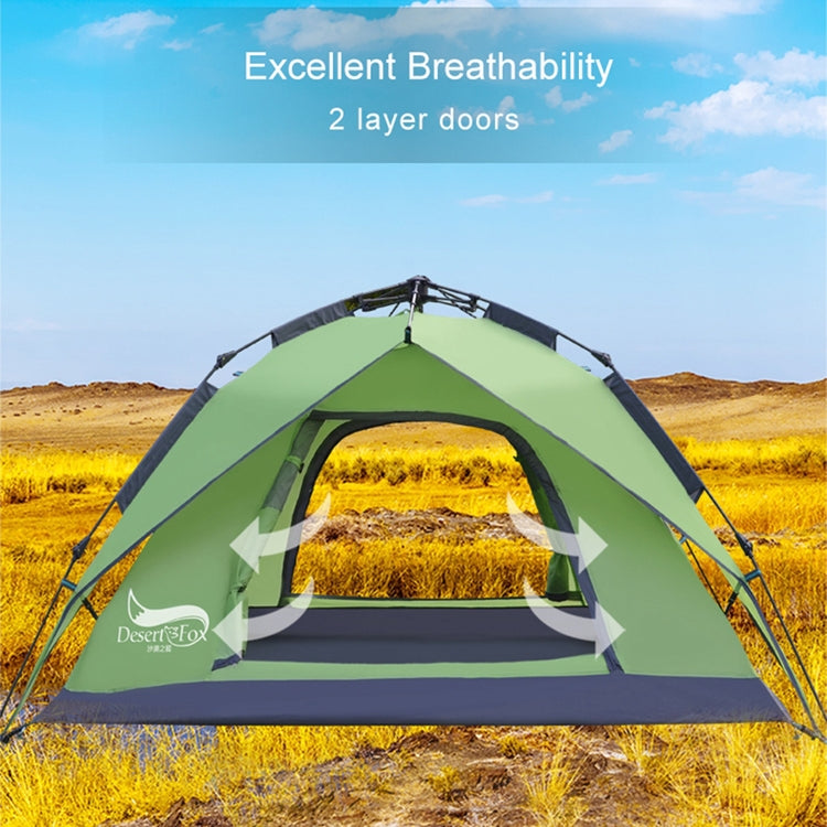 Tente de camp de voyage extérieure Desert&Fox, plage automatique facile à monter pour 3-4 personnes, Vert armée, Bleu ciel, Vert fruit