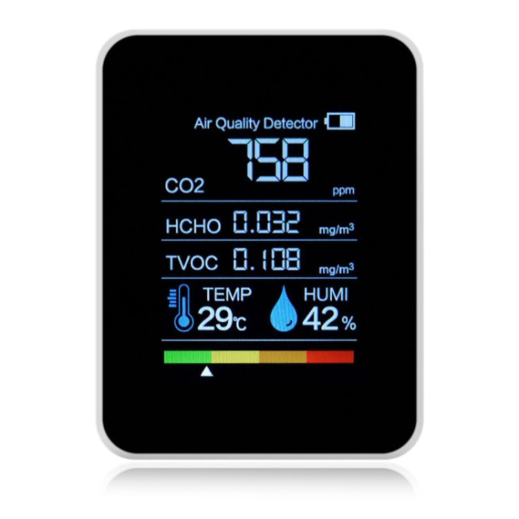 Détecteur portable de qualité de l'air CO2 formaldéhyde dioxyde de carbone, hygromètre de température intérieure avec affichage LED numérique, semi-conducteur 5 en 1