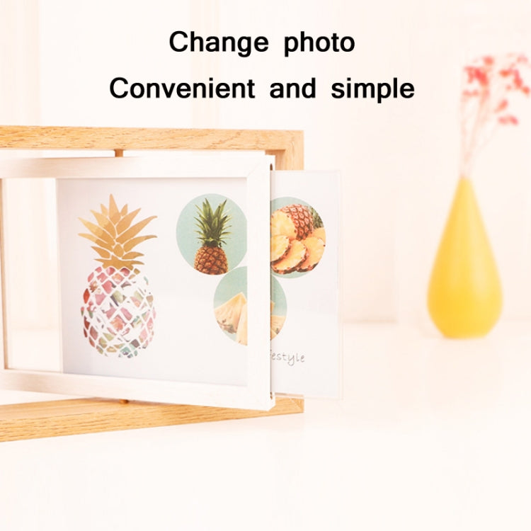 Cadre photo pivotant double face en bois, tailles : 6 pouces, 7 pouces, 8 pouces