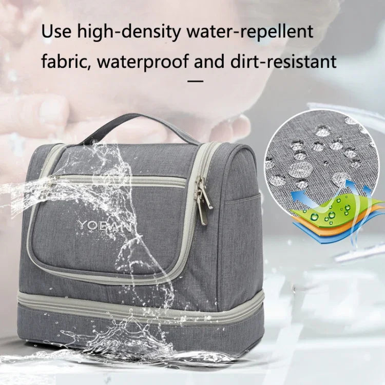 Trousse de toilette de voyage YOBAN Y-1551L, grande capacité, sac de rangement extérieur, crochet, portable, anti-moisissure, séparation sec et humide, violet, noir, gris