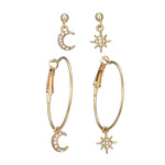 Boucles d'oreilles en cristal pour femmes Étoiles La lune Boucle d'oreille