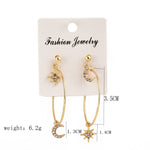 Boucles d'oreilles en cristal pour femmes Étoiles La lune Boucle d'oreille