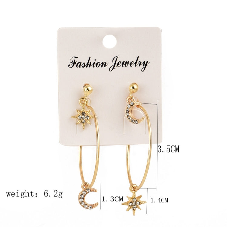 Boucles d'oreilles en cristal pour femmes Étoiles La lune Boucle d'oreille