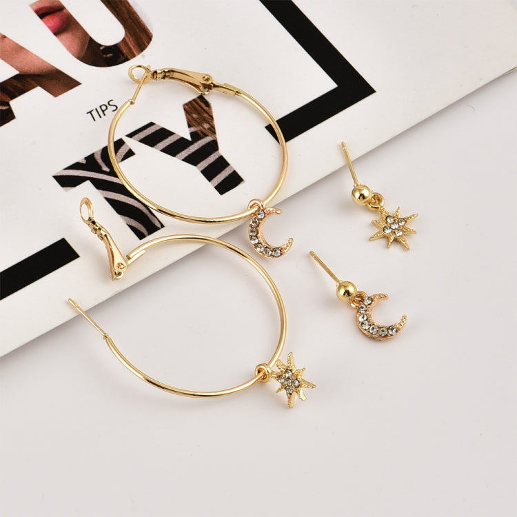 Boucles d'oreilles en cristal pour femmes Étoiles La lune Boucle d'oreille