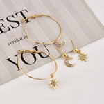 Boucles d'oreilles en cristal pour femmes Étoiles La lune Boucle d'oreille