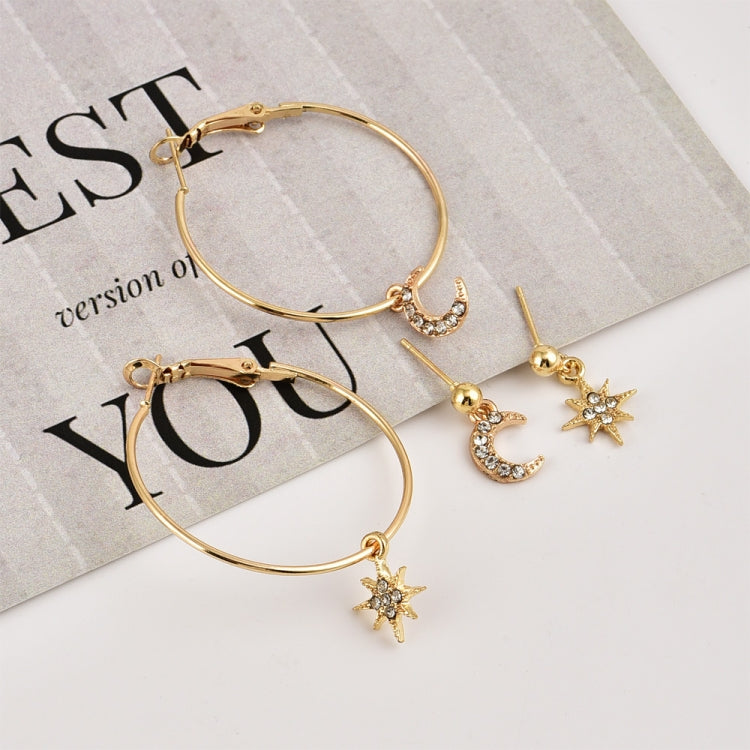 Boucles d'oreilles en cristal pour femmes Étoiles La lune Boucle d'oreille