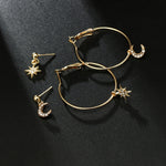 Boucles d'oreilles en cristal pour femmes Étoiles La lune Boucle d'oreille