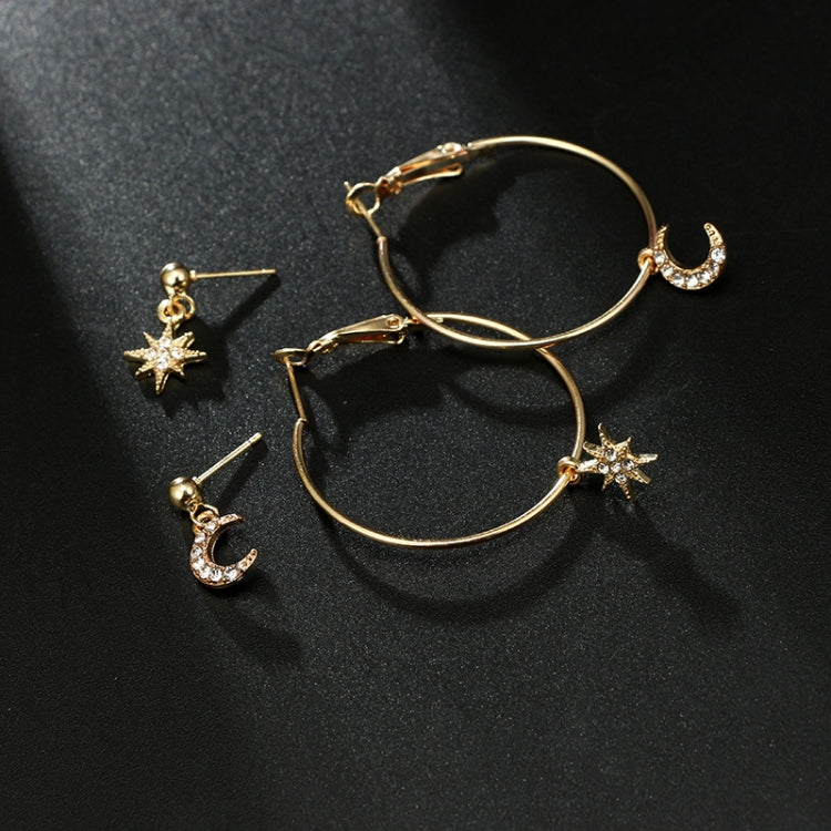 Boucles d'oreilles en cristal pour femmes Étoiles La lune Boucle d'oreille