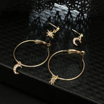 Boucles d'oreilles en cristal pour femmes Étoiles La lune Boucle d'oreille