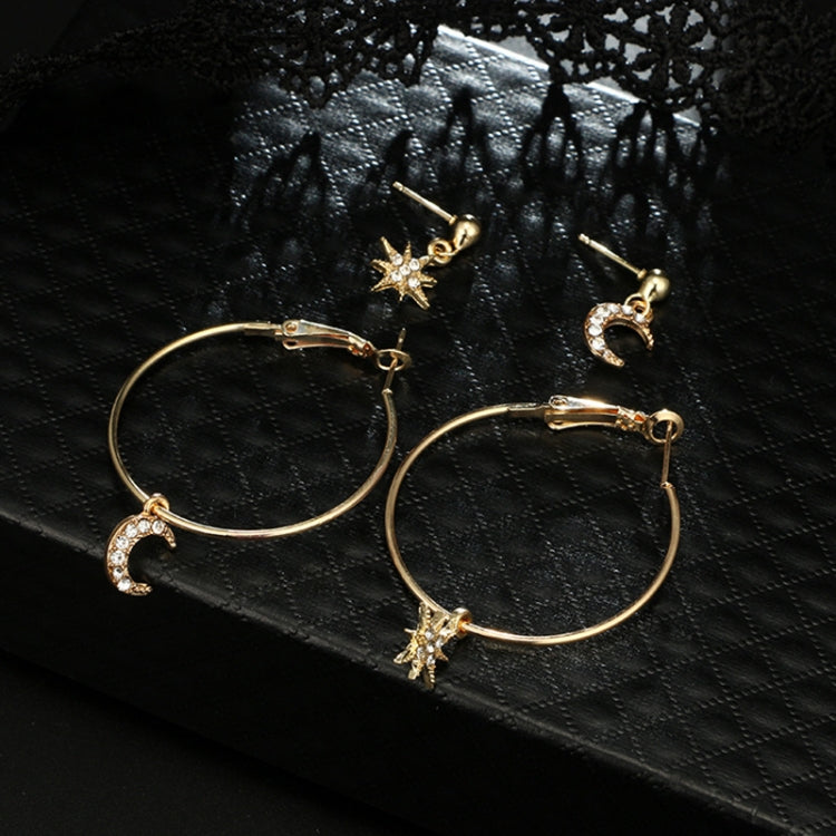 Boucles d'oreilles en cristal pour femmes Étoiles La lune Boucle d'oreille