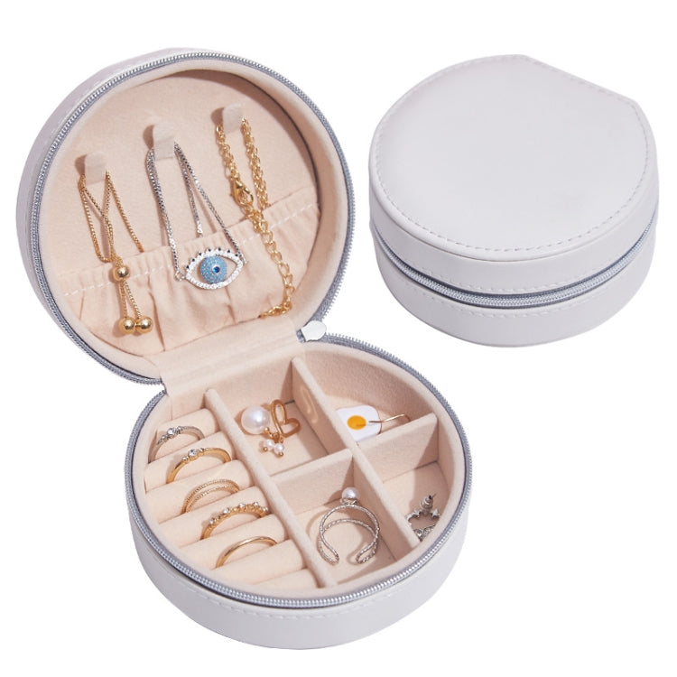 SH789-12 Boîte de rangement à bijoux simple en cuir PU, Blanc, Rose clair, Or champagne
