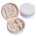 SH789-12 Boîte de rangement à bijoux simple en cuir PU, Blanc, Rose clair, Or champagne
