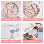 SH789-12 Boîte de rangement à bijoux simple en cuir PU, Blanc, Rose clair, Or champagne