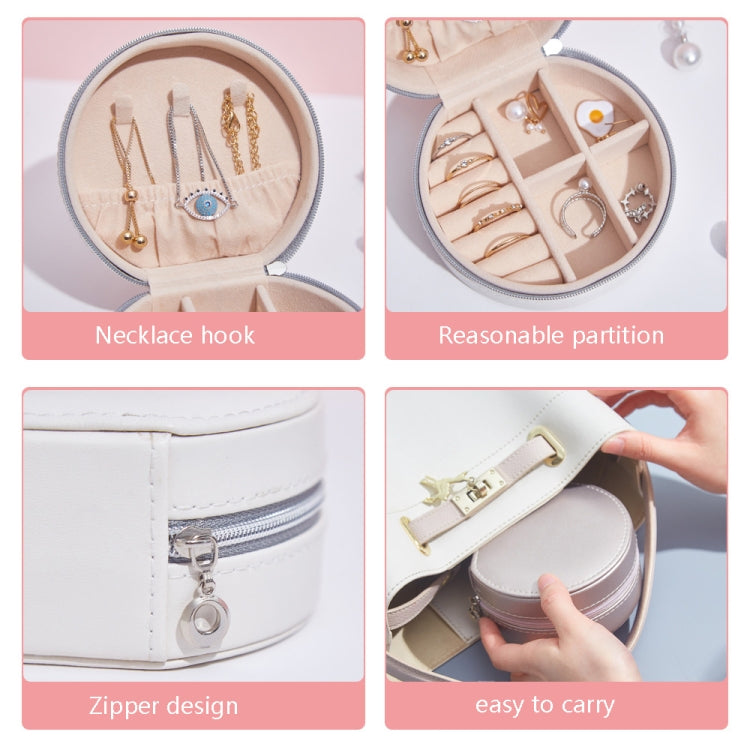 SH789-12 Boîte de rangement à bijoux simple en cuir PU, Blanc, Rose clair, Or champagne