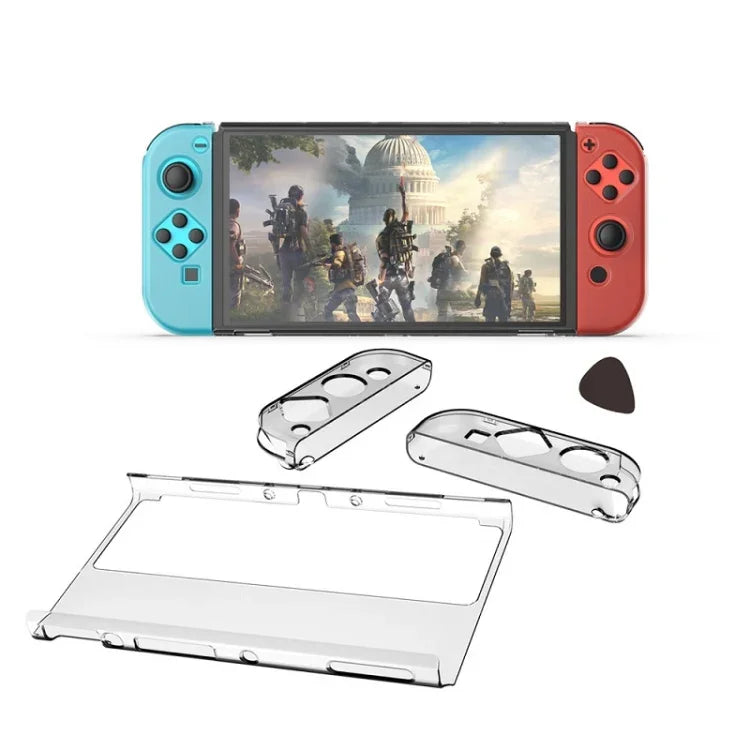 Kit de protection hôte DOBE TNS-1133B + protection anti-chute pour poignées gauche et droite en cristal pour Switch OLED, TNS-1133B (couleur transparente)