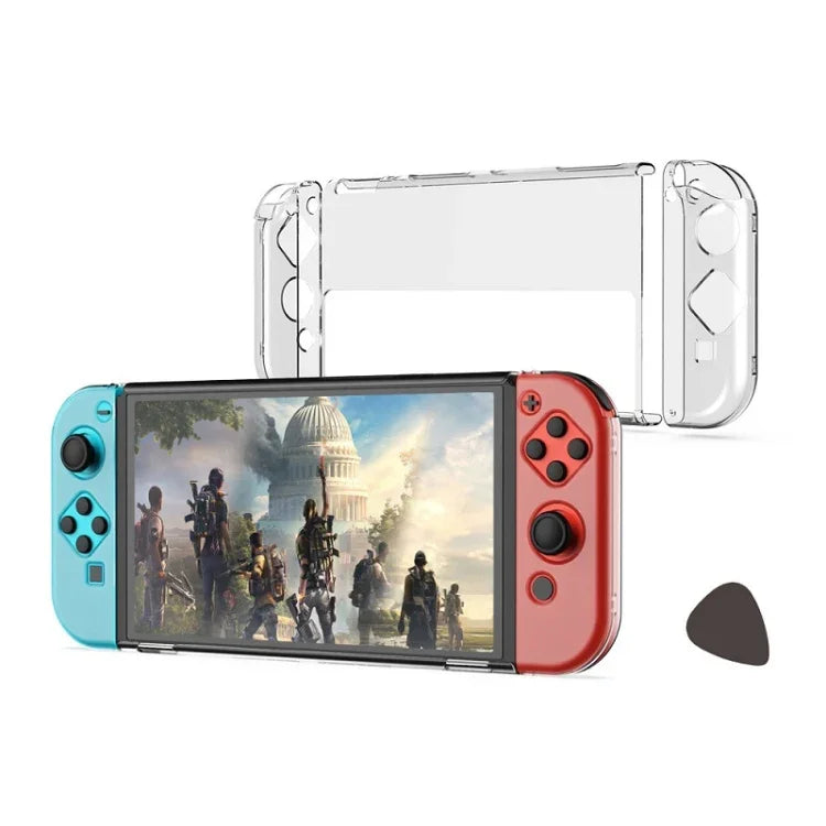 Kit de protection hôte DOBE TNS-1133B + protection anti-chute pour poignées gauche et droite en cristal pour Switch OLED, TNS-1133B (couleur transparente)
