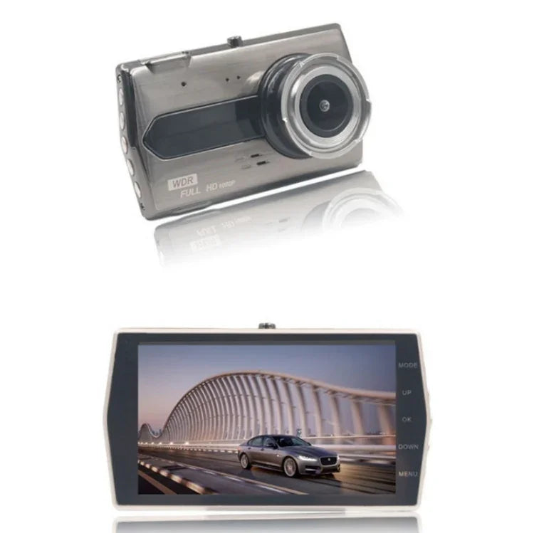Enregistreur de Conduite Vidéo Avant et Arrière Double Objectif HD 1080P Vision Nocturne Écran 4 pouces, 1080P